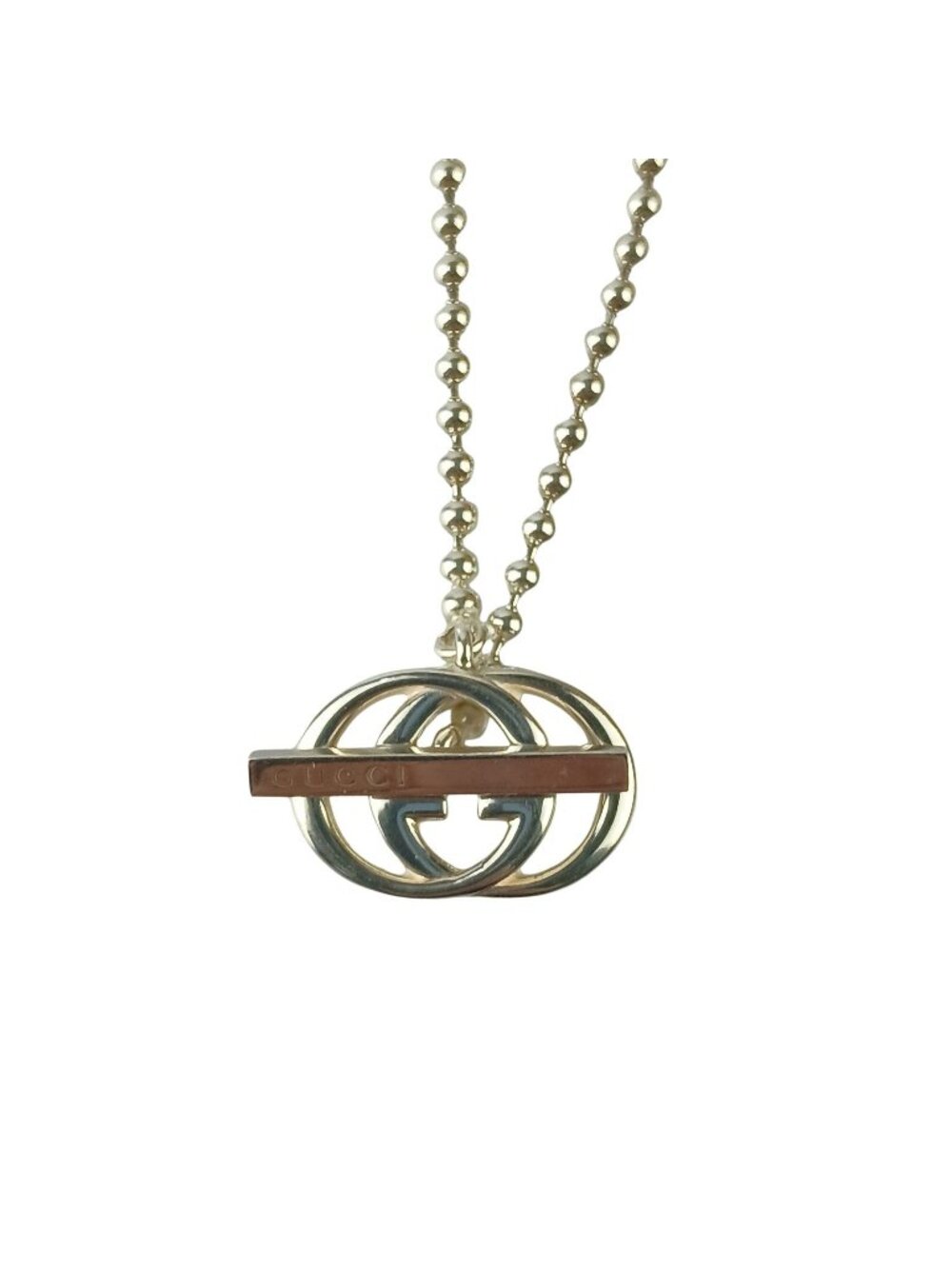Gucci Necklace Interlocking Ball Chain Silver Choker - Picture 1 of 8